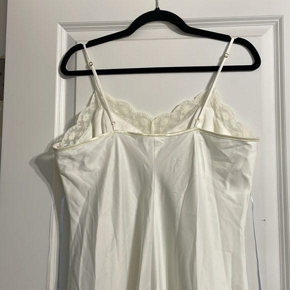 Flora Satin Nightgown Slip Dress Lace Mesh Bridal Feminine Casual Midi Romantic - Picture 5 of 15